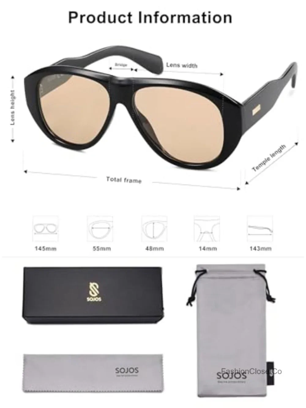 Retro Oversized Polarized Aviator Sunglasses UV Protection